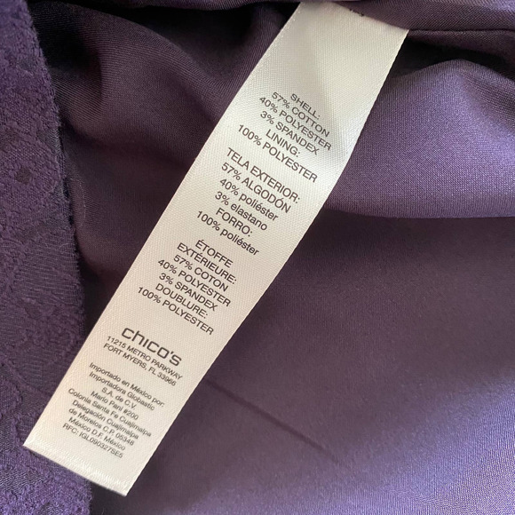 Chicos purple jacquard side zip moto jacket NWT - Picture 10 of 10